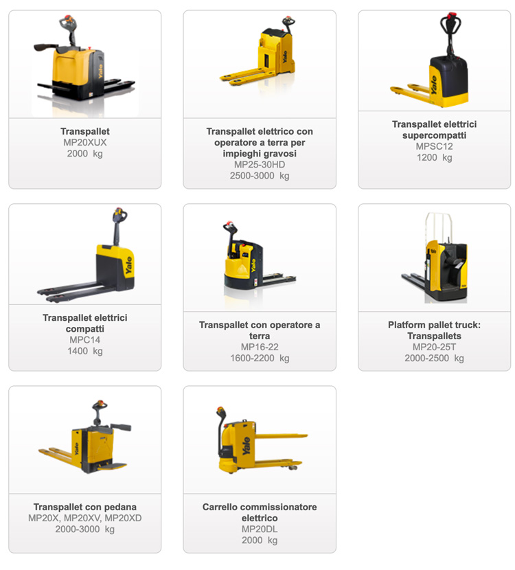 gamma transpallet elettrici